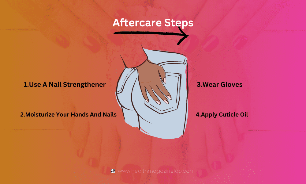Aftercare Steps for removing gel nail polish with sugar.