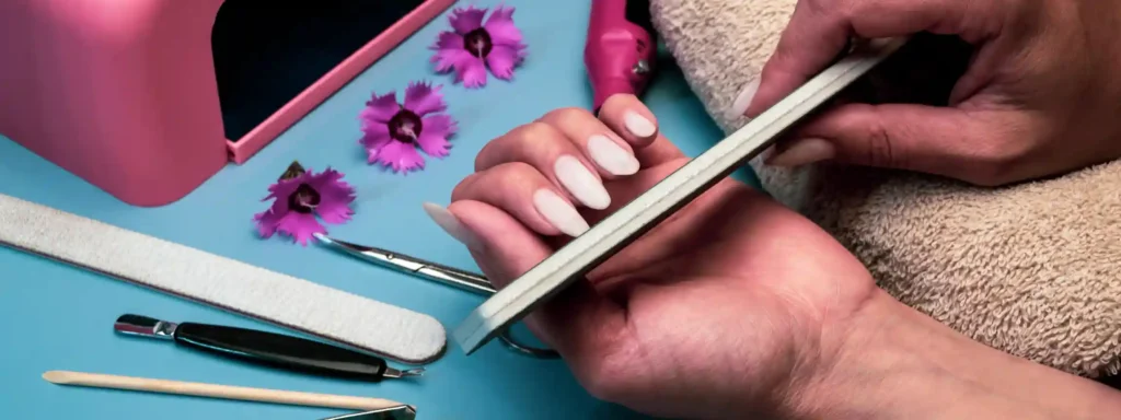 showing the proper way to prepare nails before applying gel polish